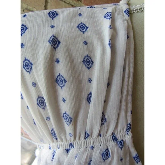 Old Navy Waist-Defined Printed Dolman-Sleeve Top White Geo Women's S - Picture 11 of 16